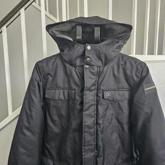 Calvin Klein Hooded Black Coat, Young Adult Unisex SIZE XL - Picture 1 of 11